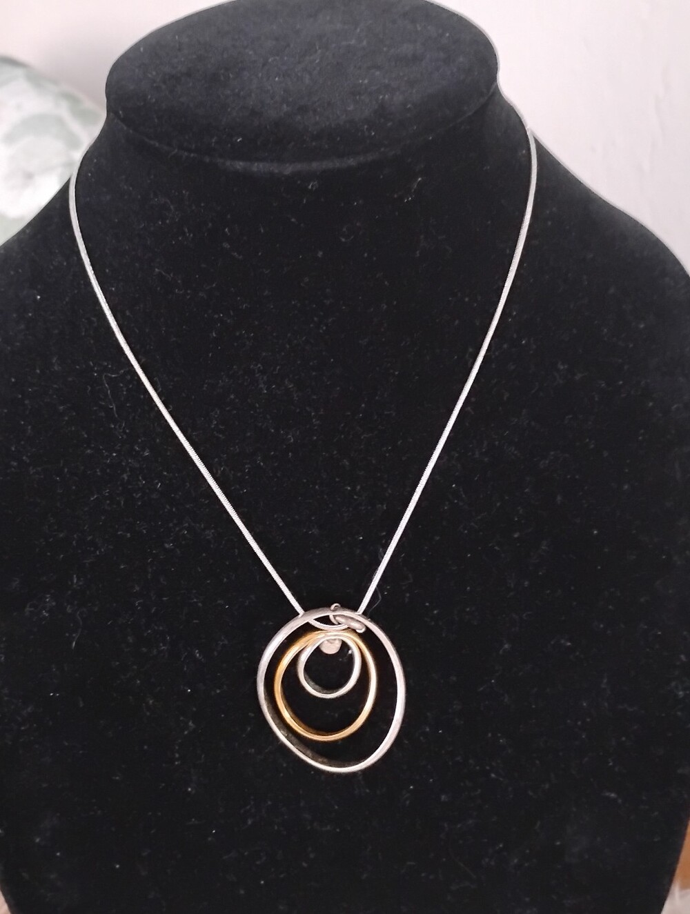 Multi-Tone Hoop Pendant Necklace - Silver and Gold Women’s Jewelry